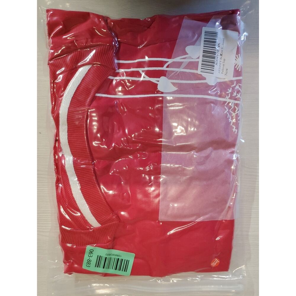 ASTANFY Womens XL Red Dandelion Graphic Long Sleeve Crewneck Pullover Top New - Picture 2 of 4